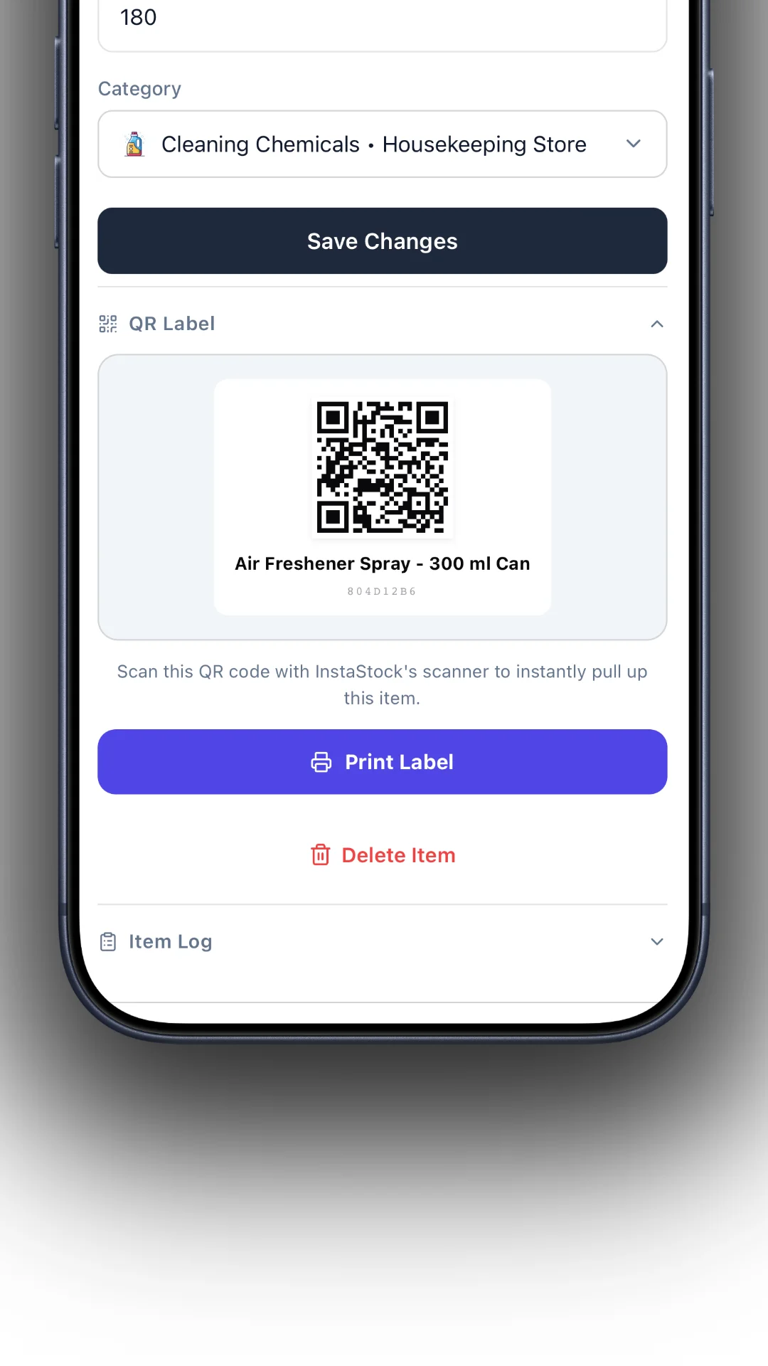 Custom QR label printer interface